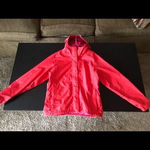 North face coral colored weather jacket